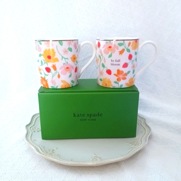 kate spade Other - Kate Spade New York × Lenox Strawberry Garden Set of 2 Mugs Porcelain 12 oz